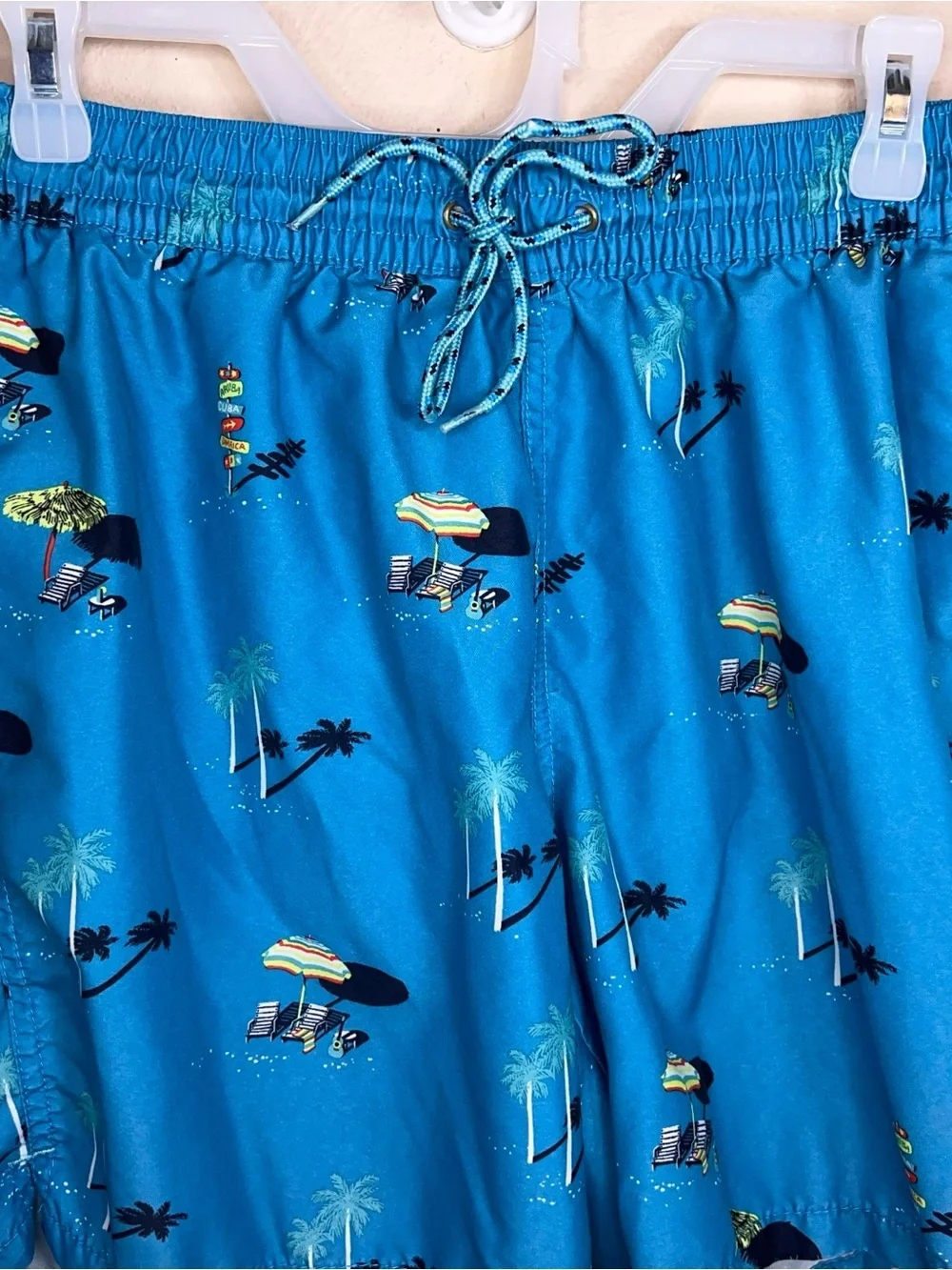 Medium Goodfellow Swim Shorts Blue Tropical Print Colorful Lined Mesh